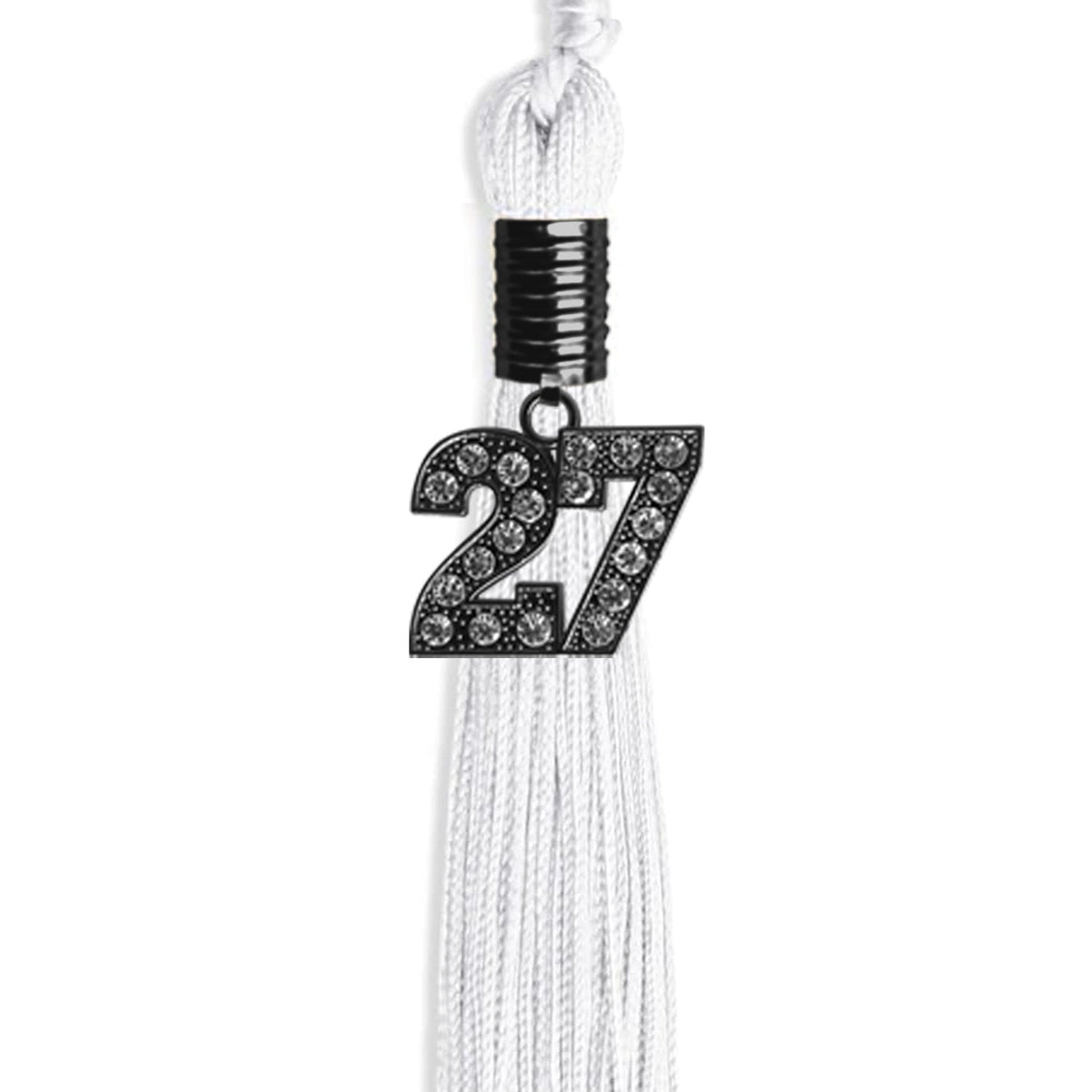 White Graduation Tassel with Black Bling Charm by Endea Graduation