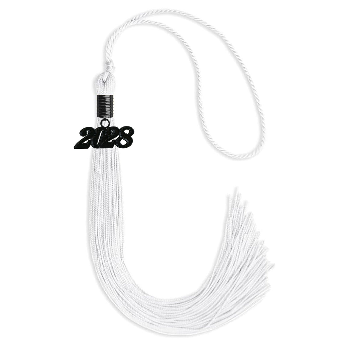White Graduation Tassel with Black Bling Charm by Endea Graduation