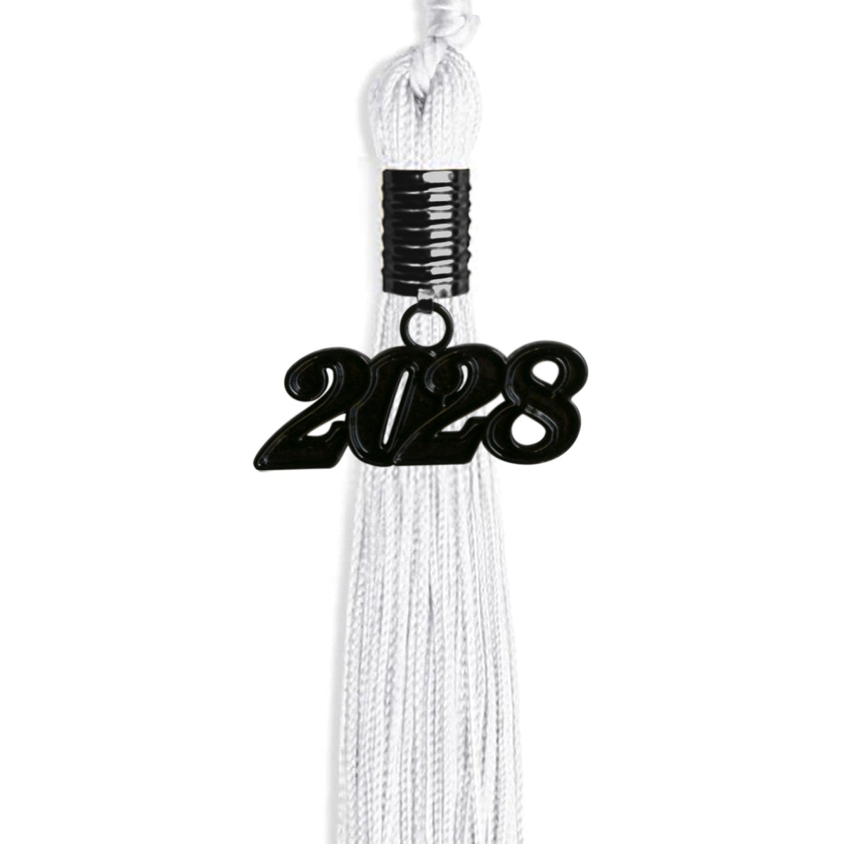White Graduation Tassel with Black Bling Charm by Endea Graduation