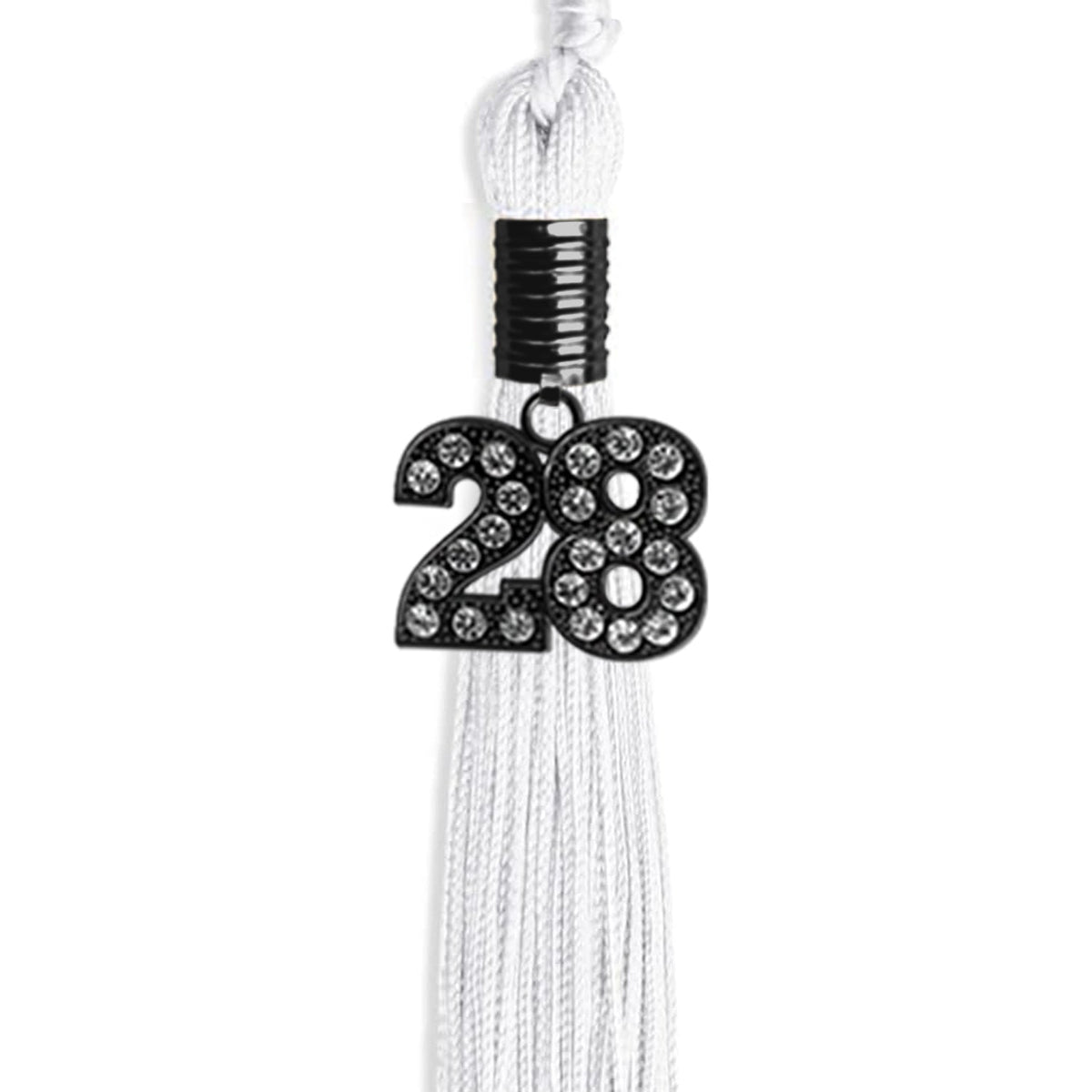 White Graduation Tassel with Black Bling Charm by Endea Graduation