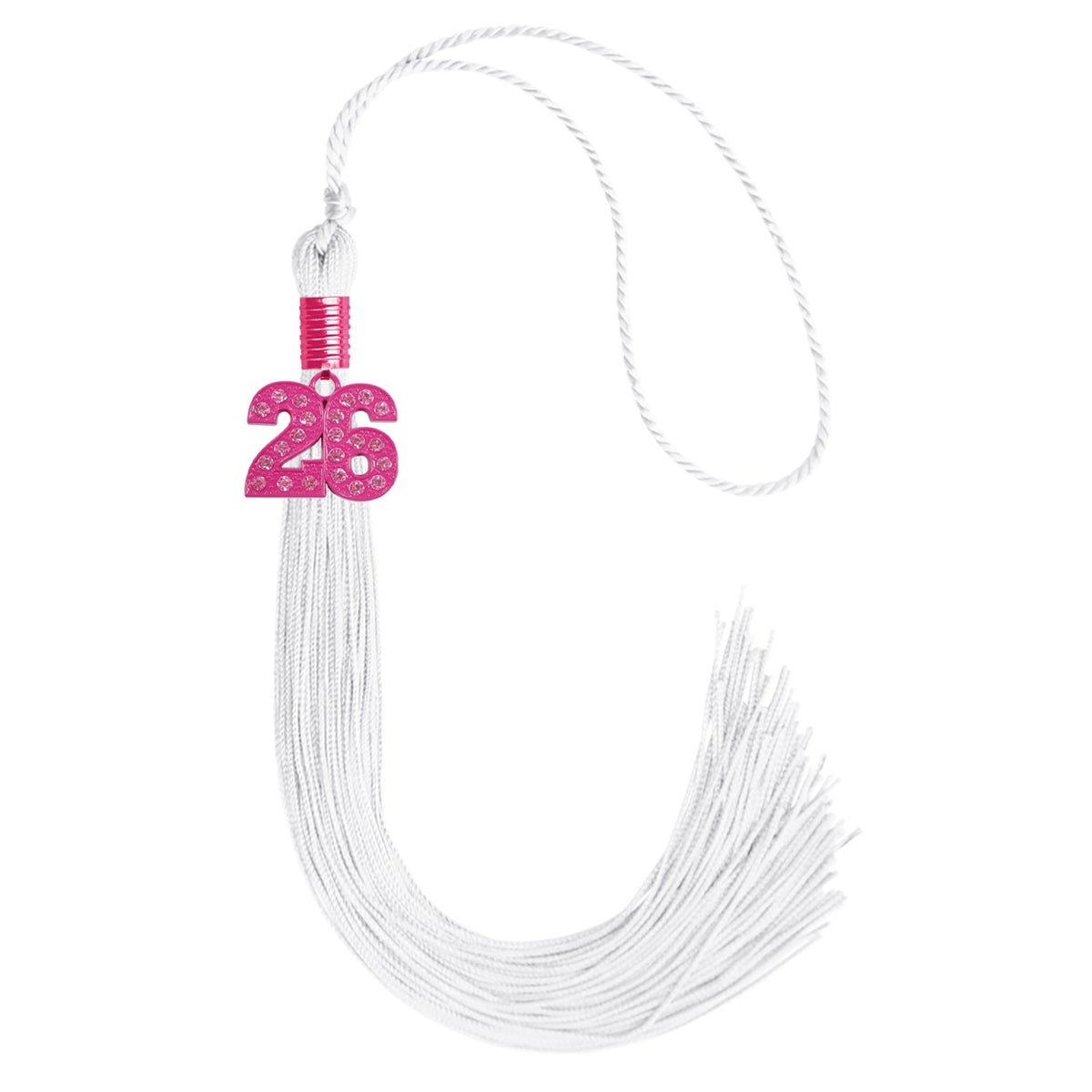 White Graduation Tassel with Pink Bling Charm by Endea Graduation