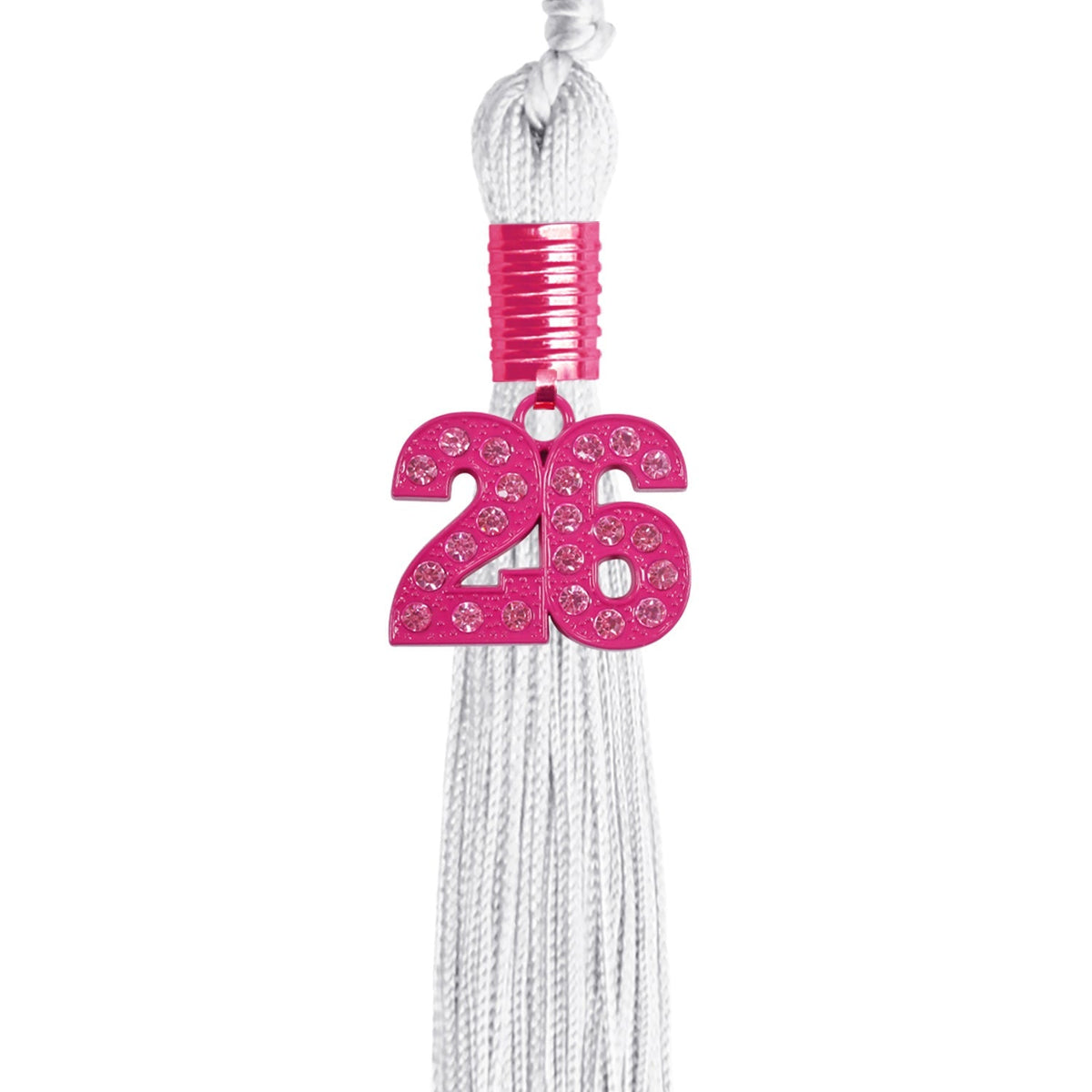 White Graduation Tassel with Pink Bling Charm by Endea Graduation