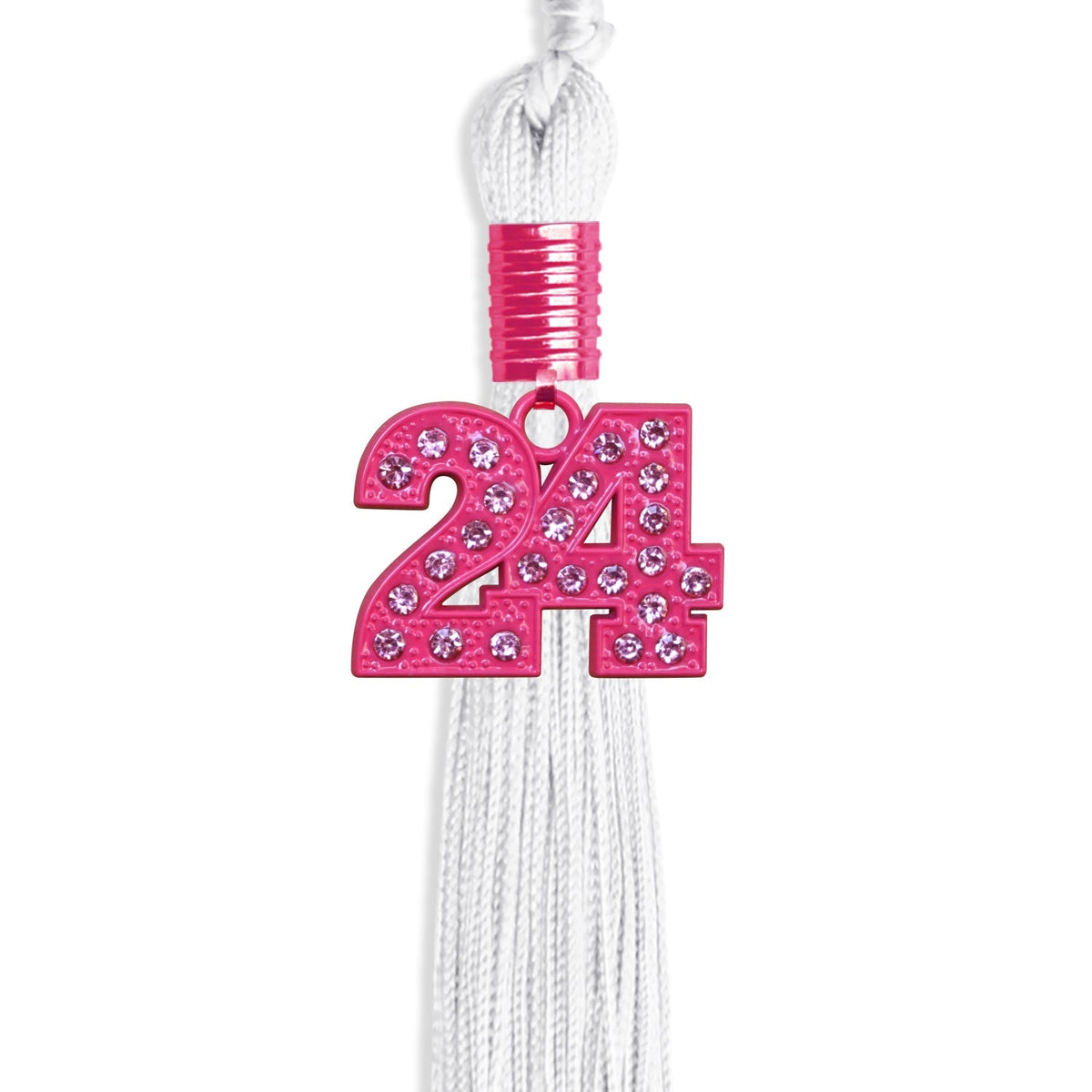 White Graduation Tassel with Pink Bling Charm by Endea Graduation