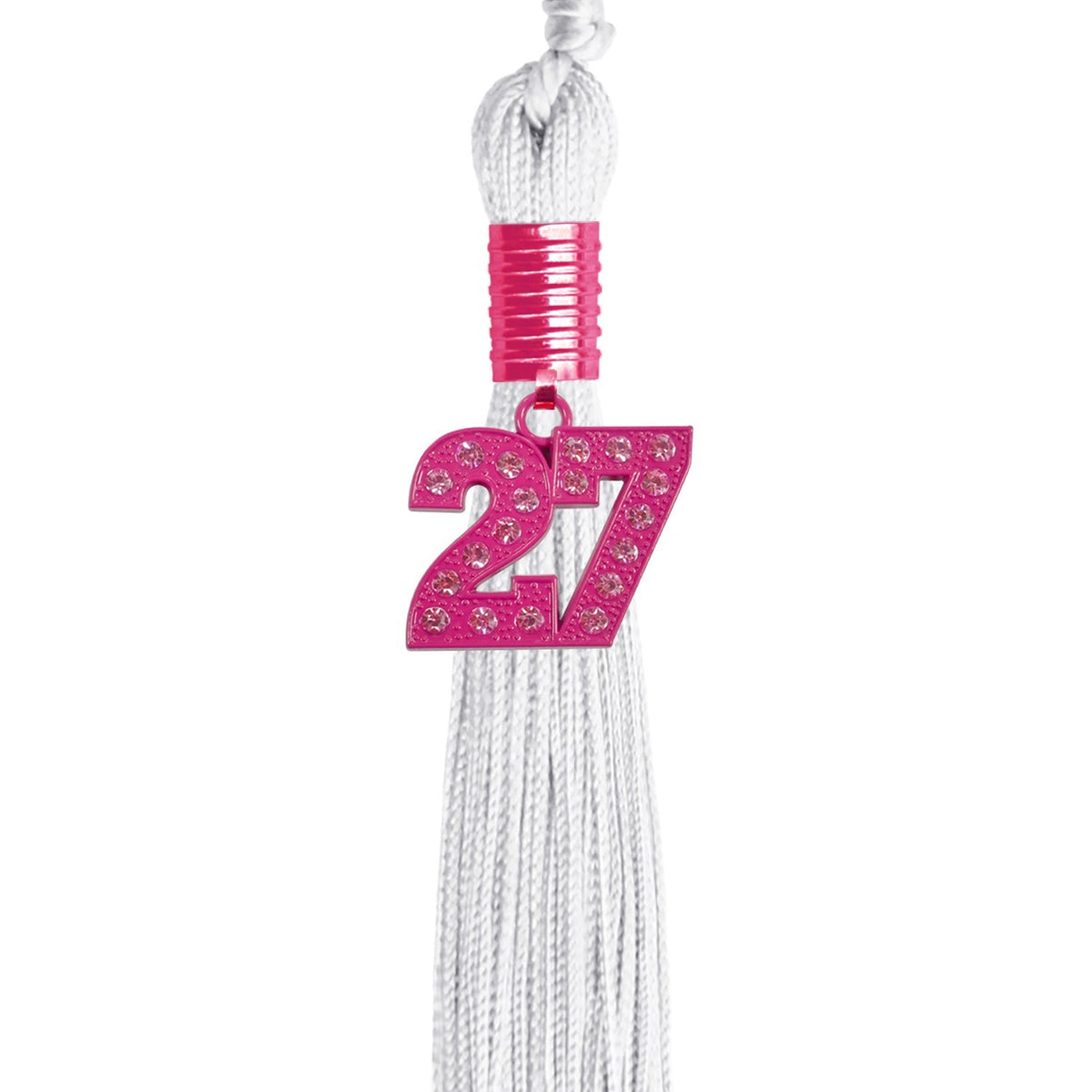 White Graduation Tassel with Pink Bling Charm by Endea Graduation