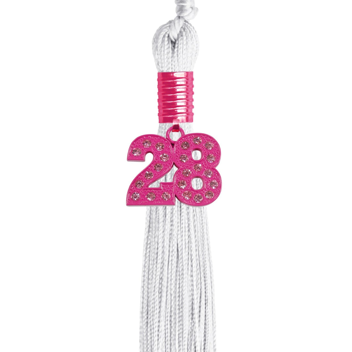White Graduation Tassel with Pink Bling Charm by Endea Graduation