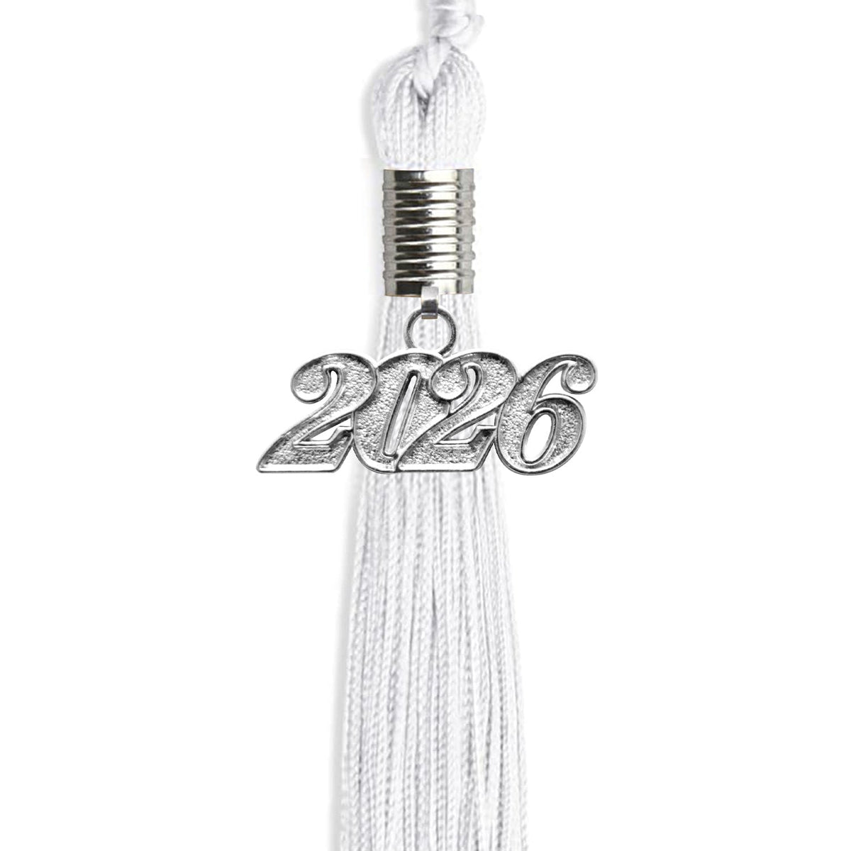 White Graduation Tassel with Silver Bling Charm by Wholesale Grad Supply