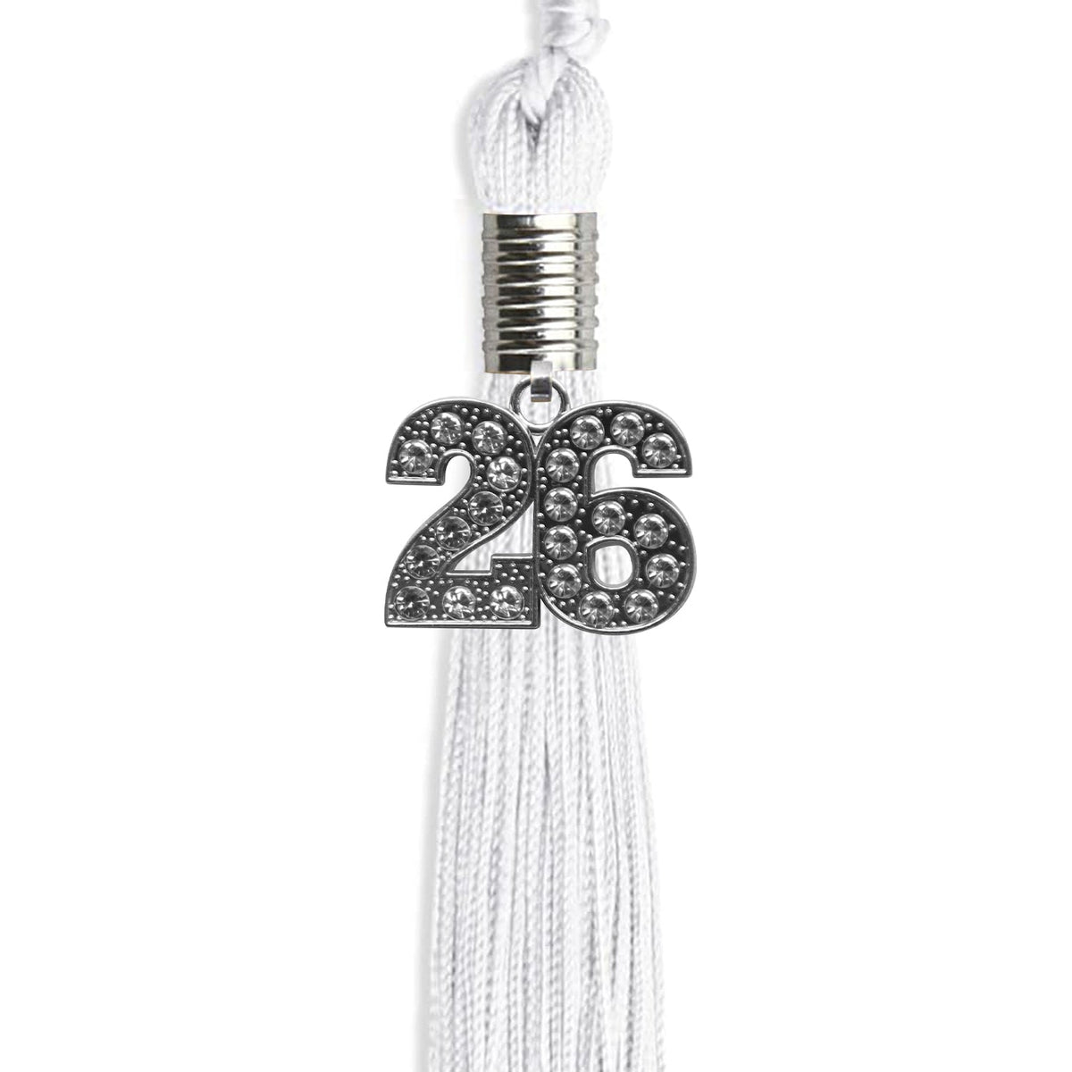 White Graduation Tassel with Silver Bling Charm by Endea Graduation