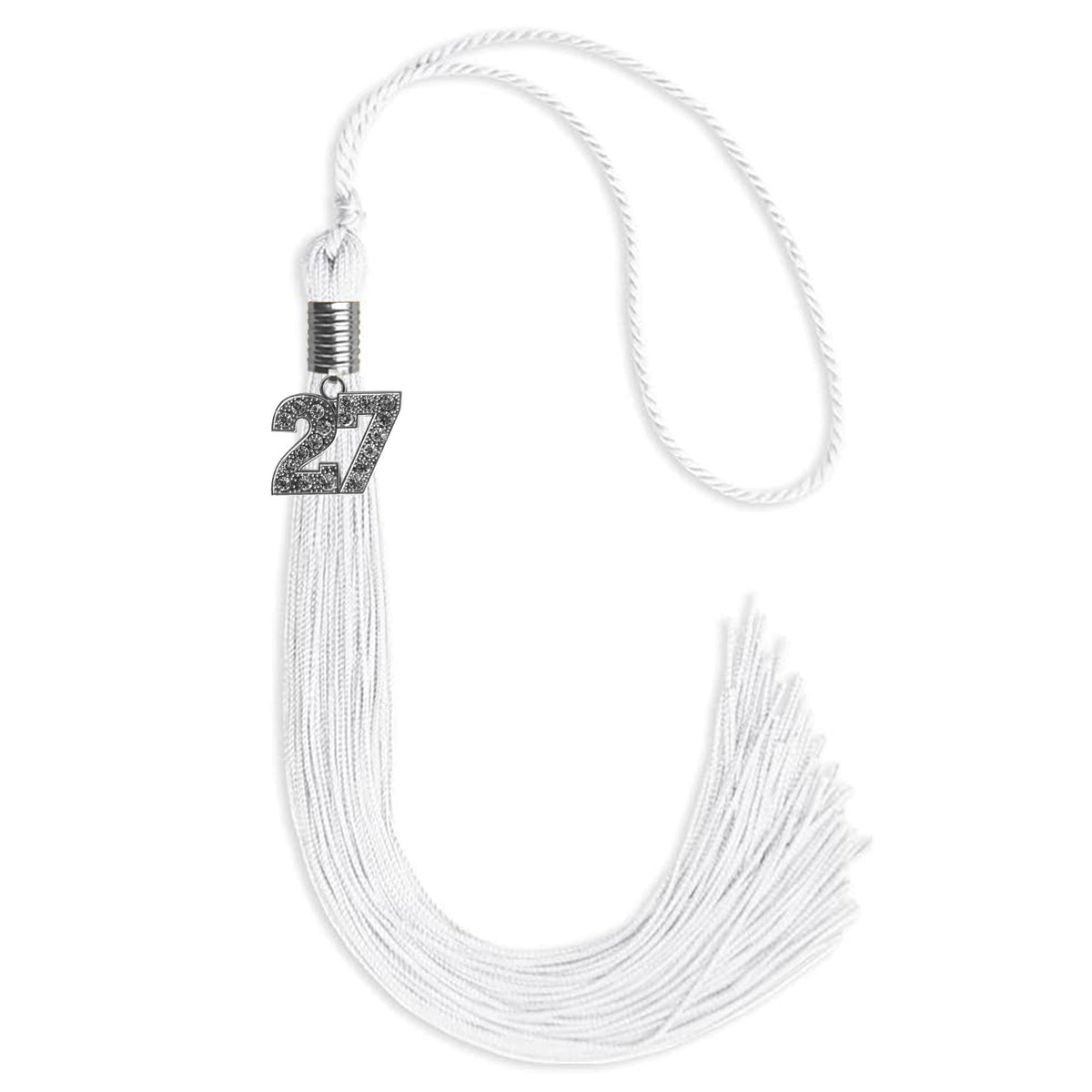 White Graduation Tassel with Silver Bling Charm by Endea Graduation