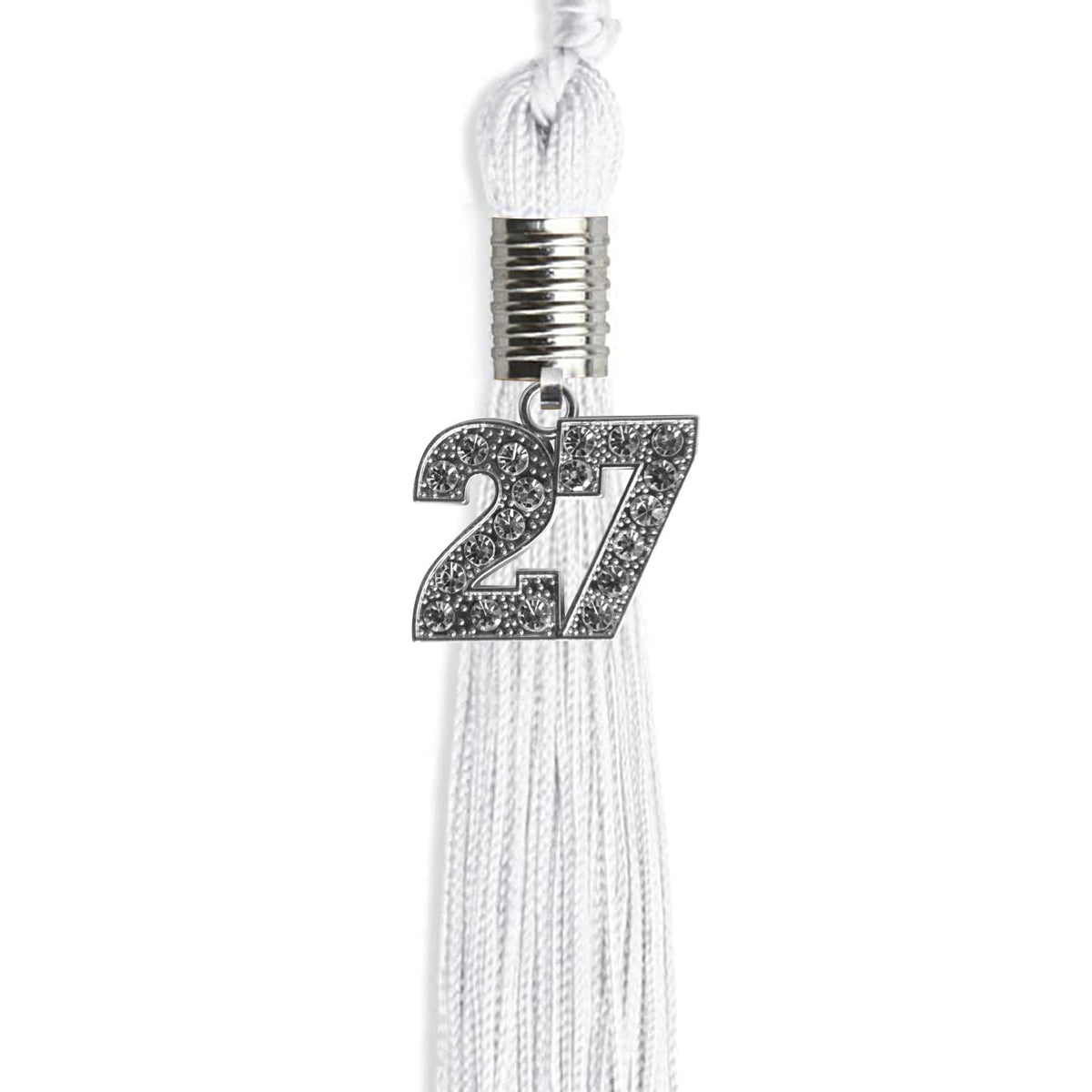 White Graduation Tassel with Silver Bling Charm by Endea Graduation