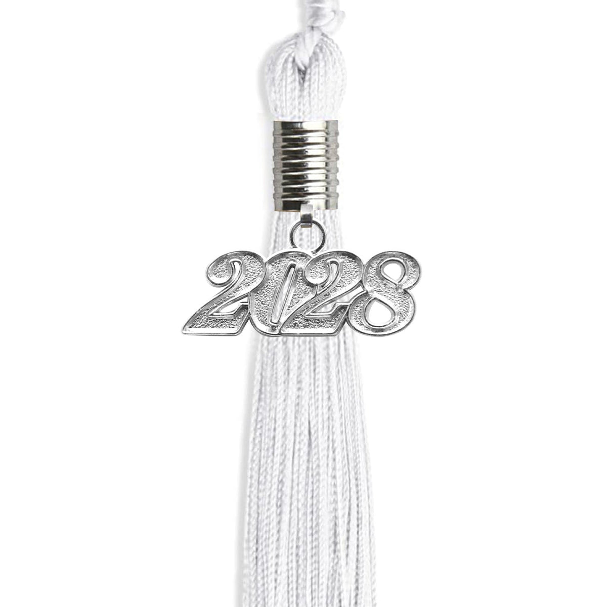 White Graduation Tassel with Silver Bling Charm by Wholesale Grad Supply