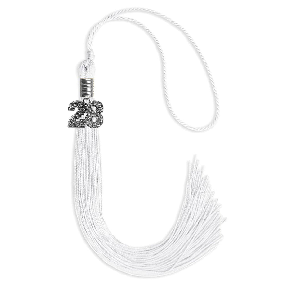 White Graduation Tassel with Silver Bling Charm by Endea Graduation