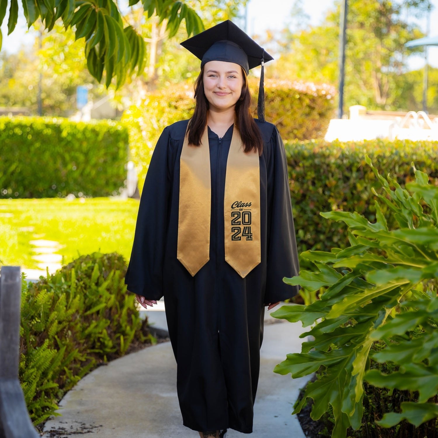 Antique Gold Class of 2024 Graduation Stole/Sash with Classic Tips - Endea Graduation