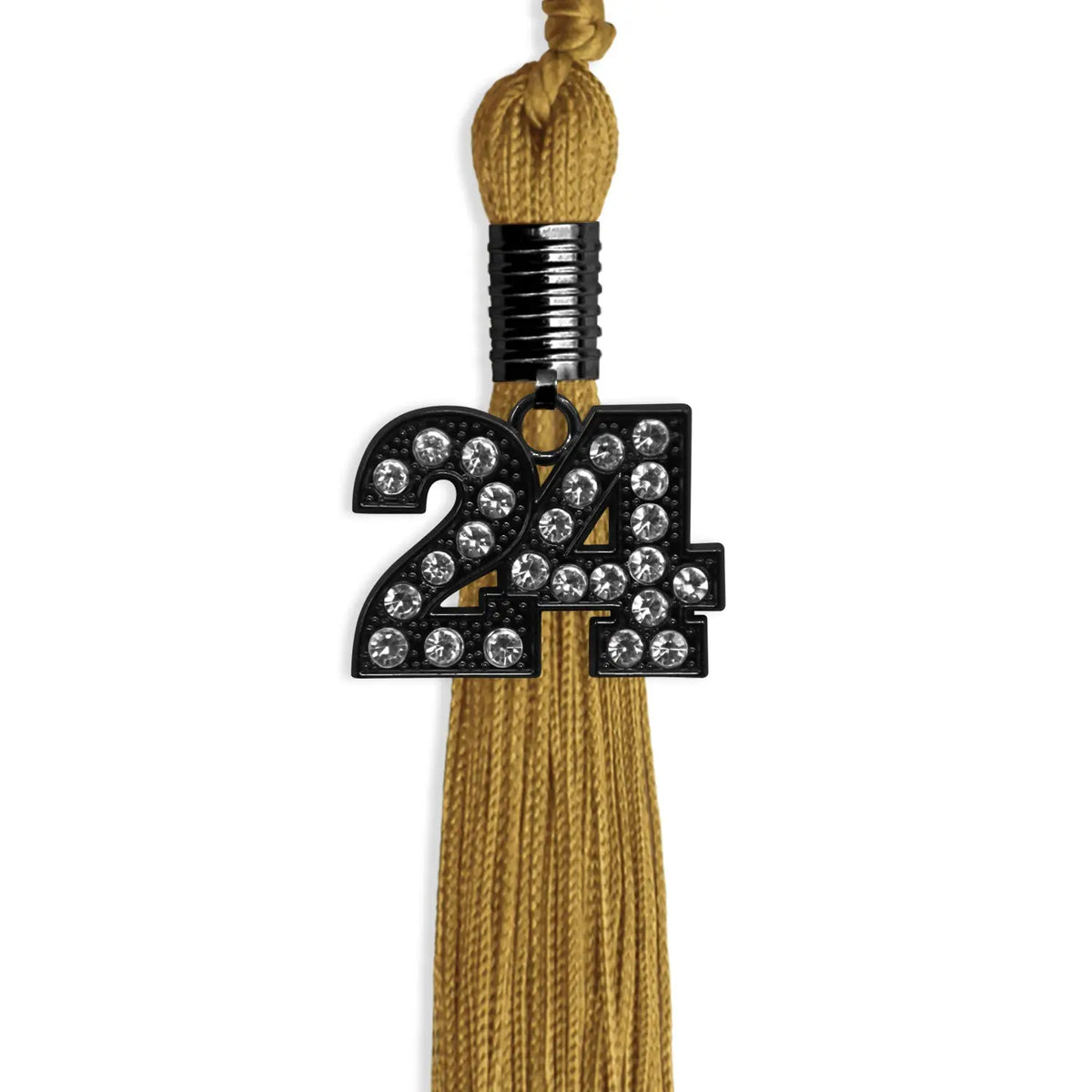 Antique Gold Graduation Tassel with Black Bling Charm by Endea Graduation