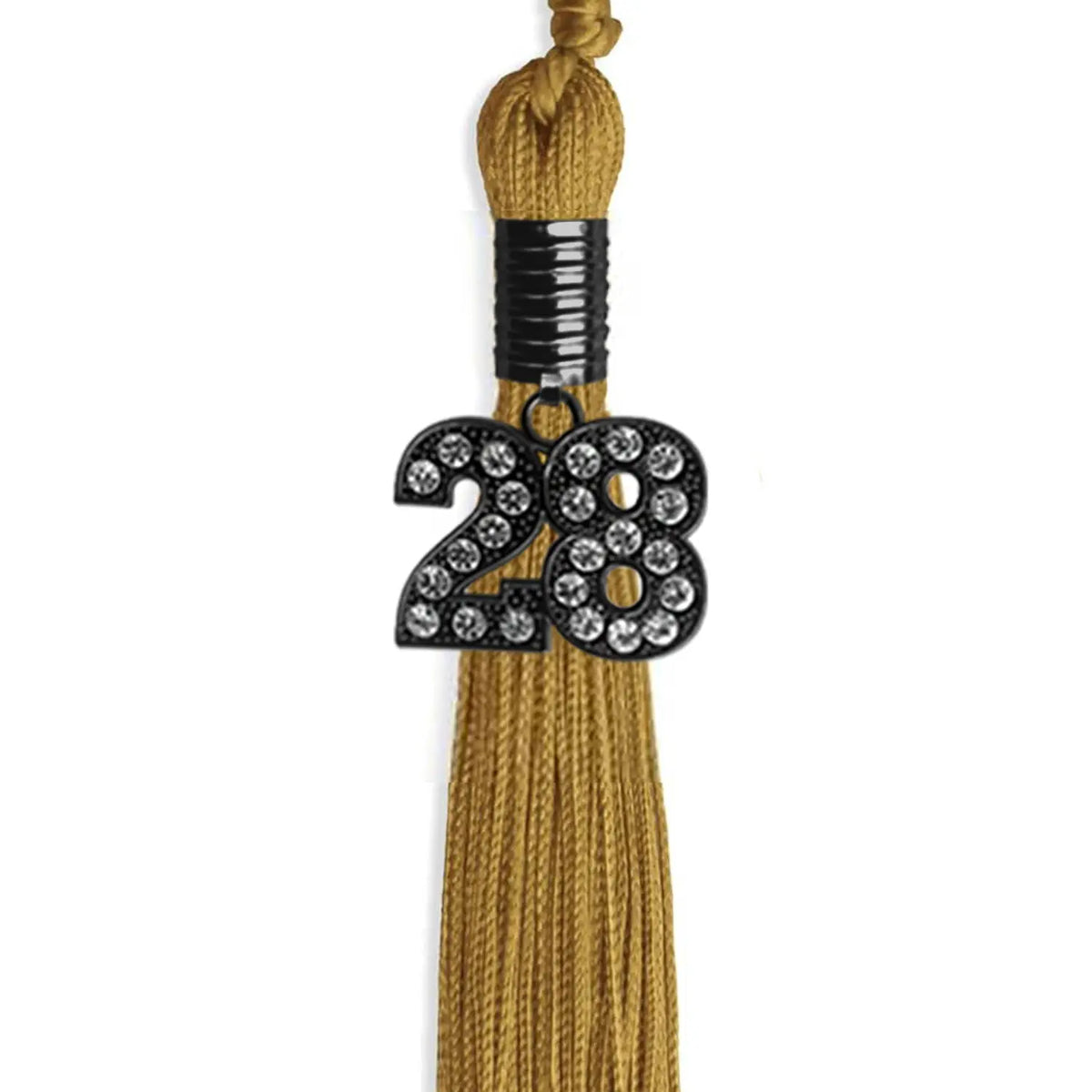 Antique Gold Graduation Tassel with Black Bling Charm by Endea Graduation