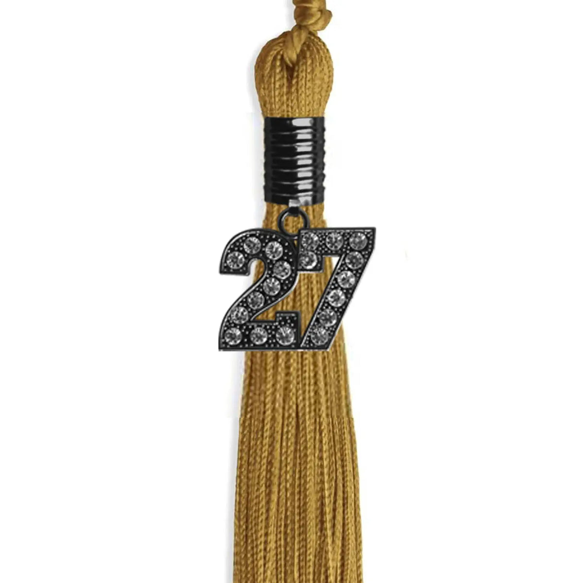 Antique Gold Graduation Tassel with Black Bling Charm by Endea Graduation
