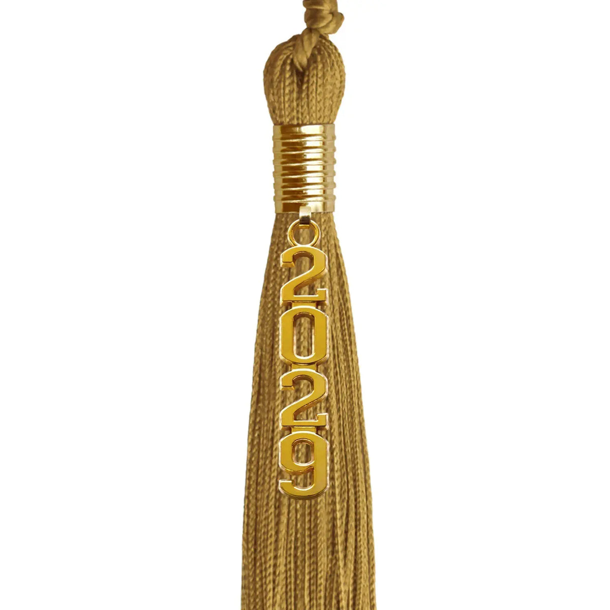 Antique Gold Graduation Tassel with Gold Stacked Date Drop by Endea Graduation