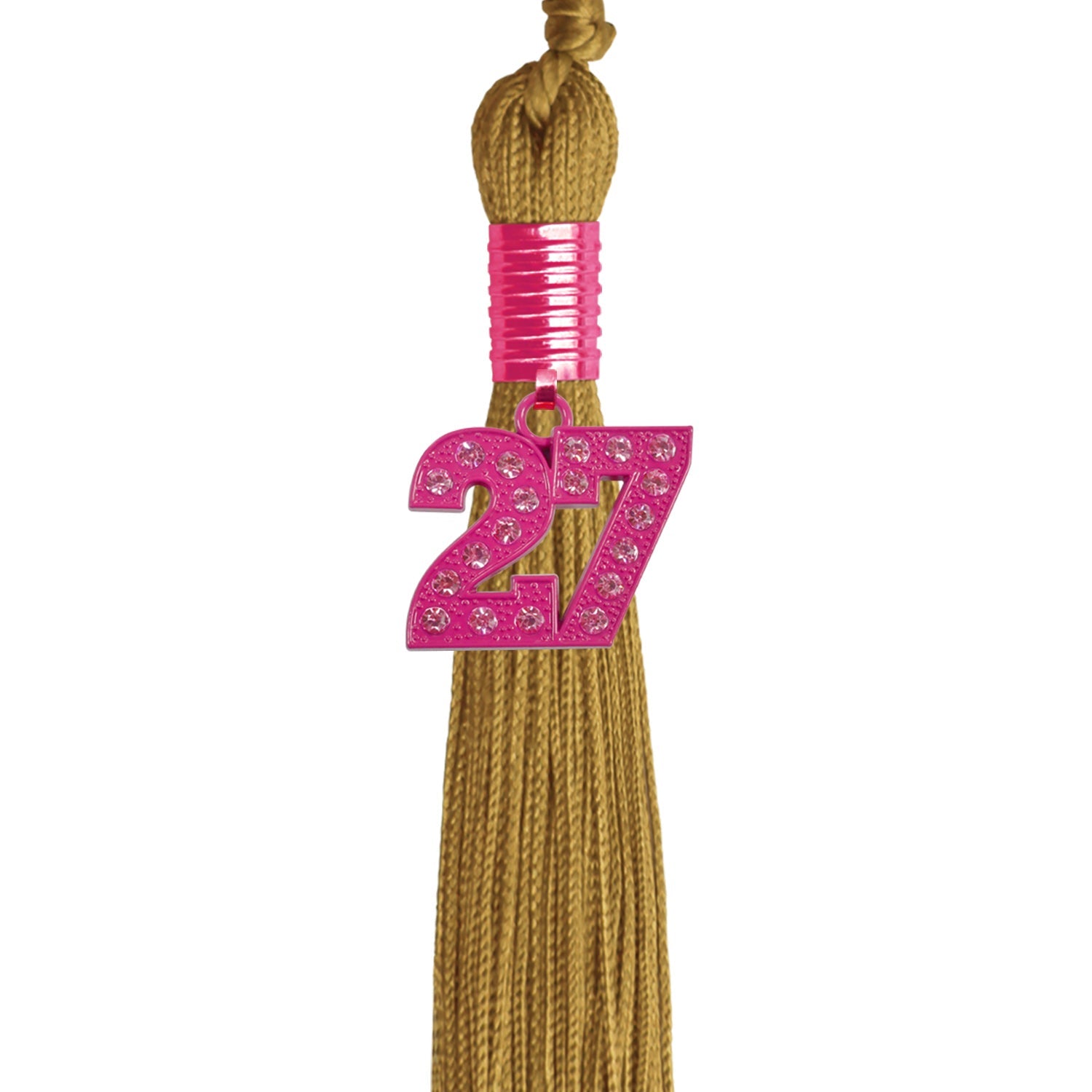 Antique Gold Graduation Tassel with Pink Bling Charm - Endea Graduation