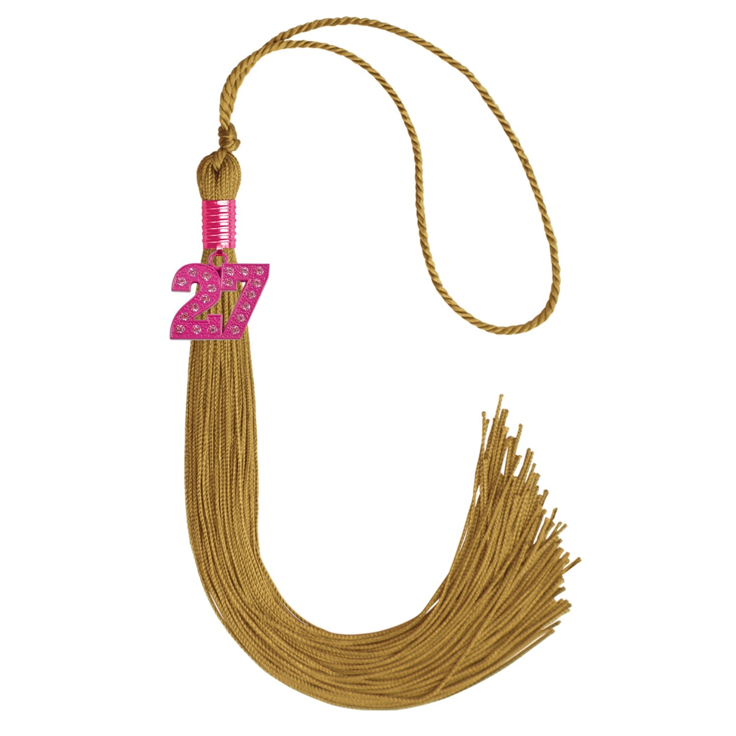 Antique Gold Graduation Tassel with Pink Bling Charm - Endea Graduation