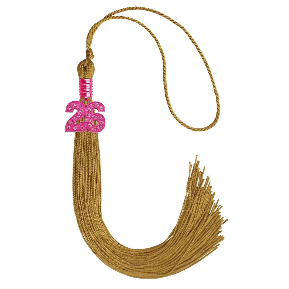 Antique Gold Graduation Tassel with Pink Bling Charm by Endea Graduation