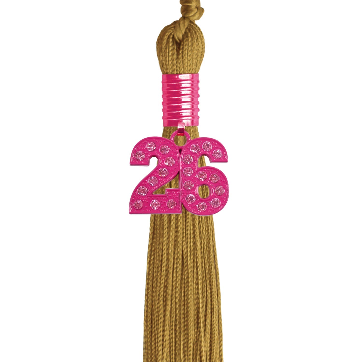 Antique Gold Graduation Tassel with Pink Bling Charm - Endea Graduation