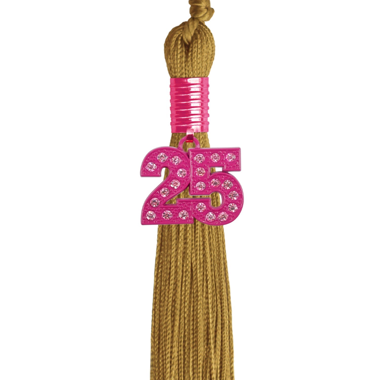 Antique Gold Graduation Tassel with Pink Bling Charm - Endea Graduation