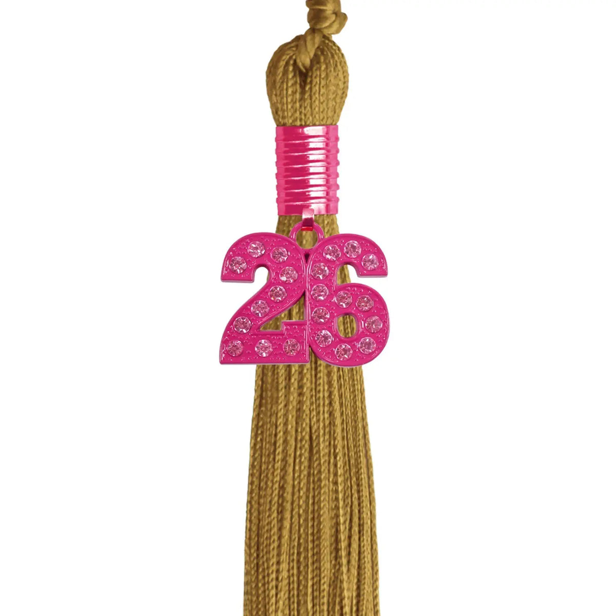 Antique Gold Graduation Tassel with Pink Bling Charm by Endea Graduation