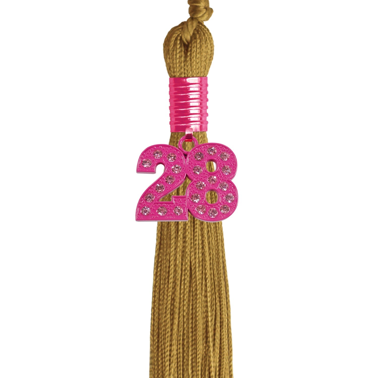 Antique Gold Graduation Tassel with Pink Bling Charm - Endea Graduation