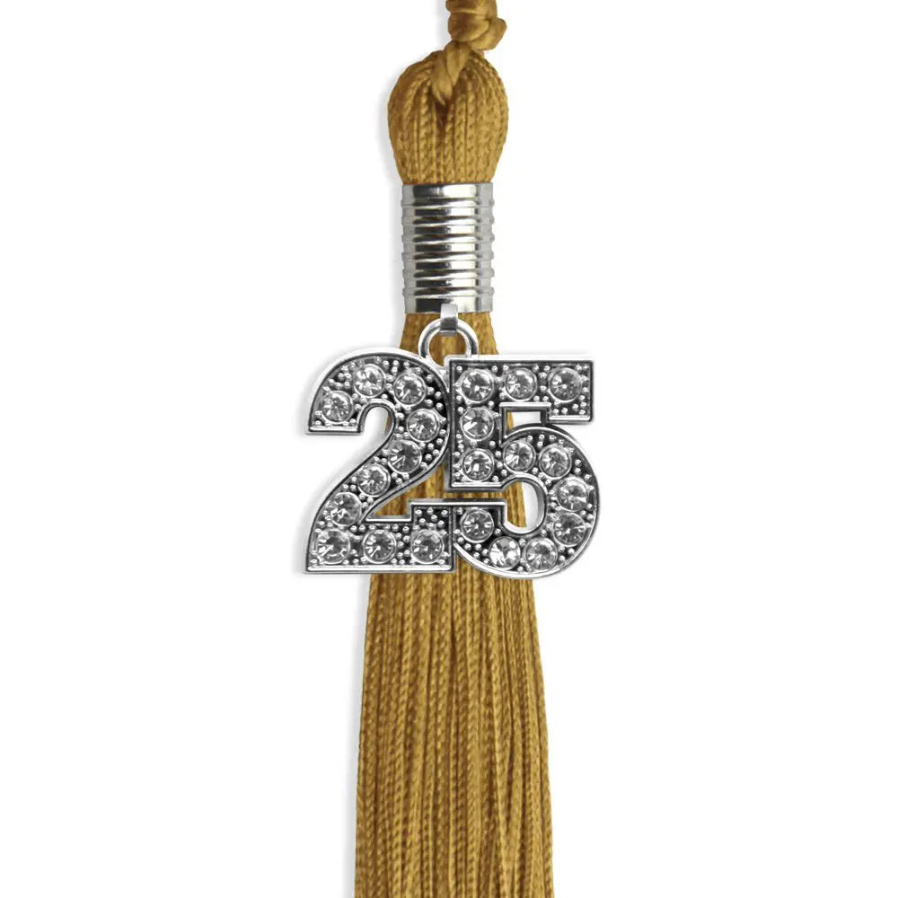 Antique Gold Graduation Tassel with Silver Bling Charm by Endea Graduation