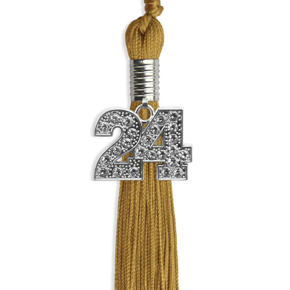 Antique Gold Graduation Tassel with Silver Bling Charm by Endea Graduation