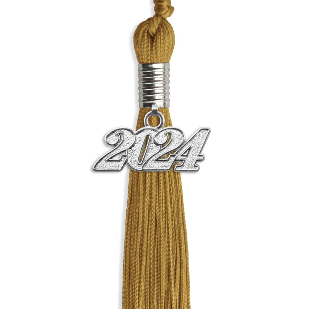 Antique Gold Graduation Tassel with Silver Date Drop - Endea Graduation