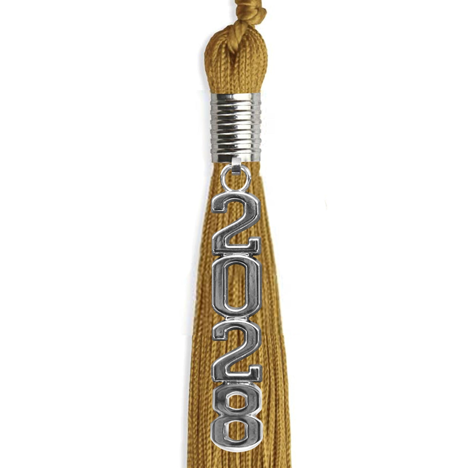 Antique Gold Graduation Tassel with Silver Stacked Date Drop - Endea Graduation