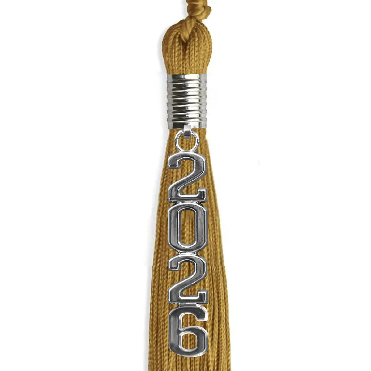 Antique Gold Graduation Tassel with Silver Stacked Date Drop by Endea Graduation