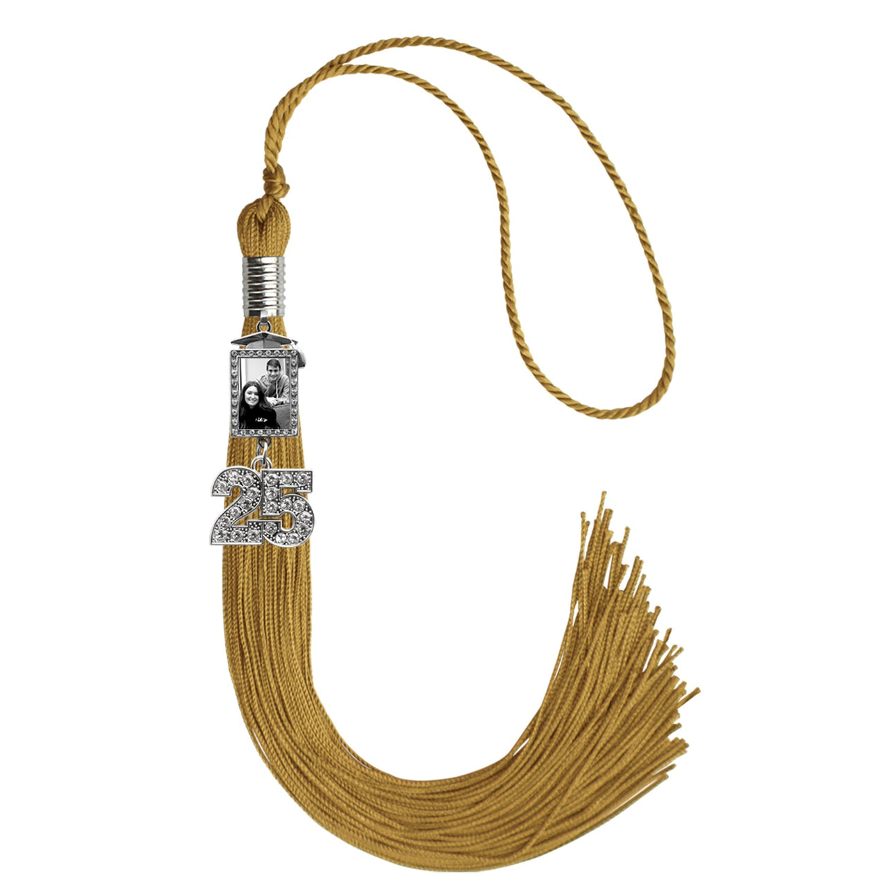 Antique Gold Tassel with Photo Frame Charm and Bling Charm - Endea Graduation