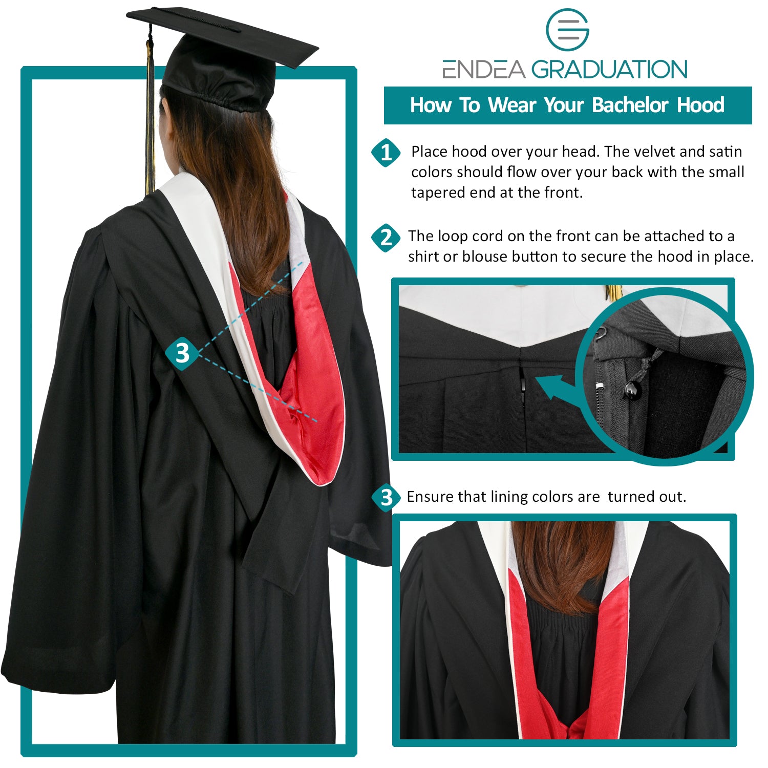 Bachelors Hood For Business, Accounting, Commerce, Industrial, Labor Relations - Drab/Silver/Navy - Endea Graduation