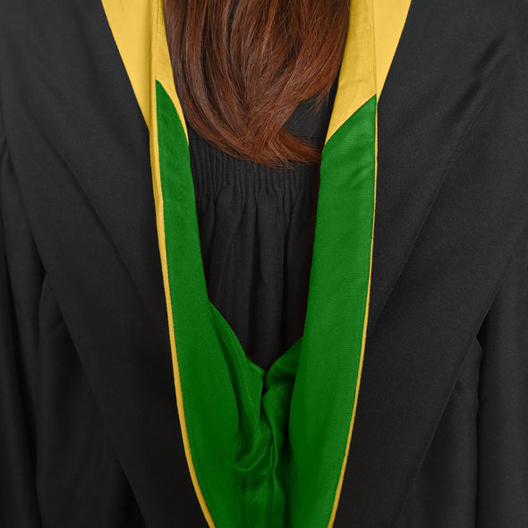Bachelors Hood For Science, Mathematics, Political Science - Gold/Green/Gold - Endea Graduation