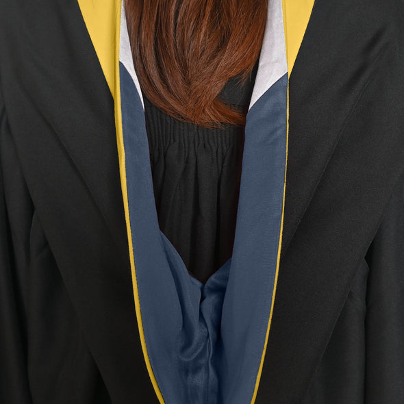 Bachelors Hood For Science, Mathematics, Political Science - Gold/Navy Blue/White - Endea Graduation