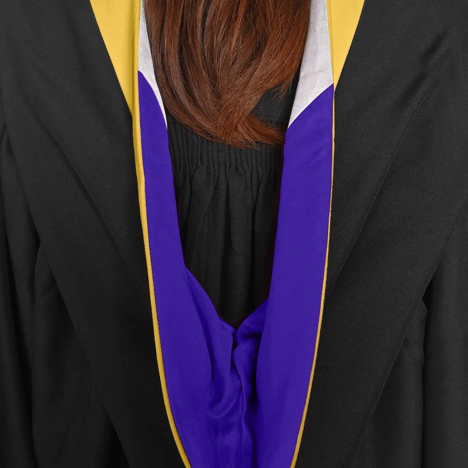 Bachelors Hood For Science, Mathematics, Political Science - Gold/Purple/White - Endea Graduation