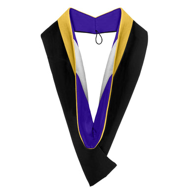 Bachelors Hood For Science, Mathematics, Political Science - Gold/Purple/White - Endea Graduation