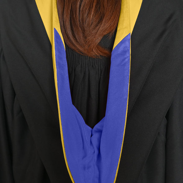 Bachelors Hood For Science, Mathematics, Political Science - Gold/Royal Blue/Gold - Endea Graduation