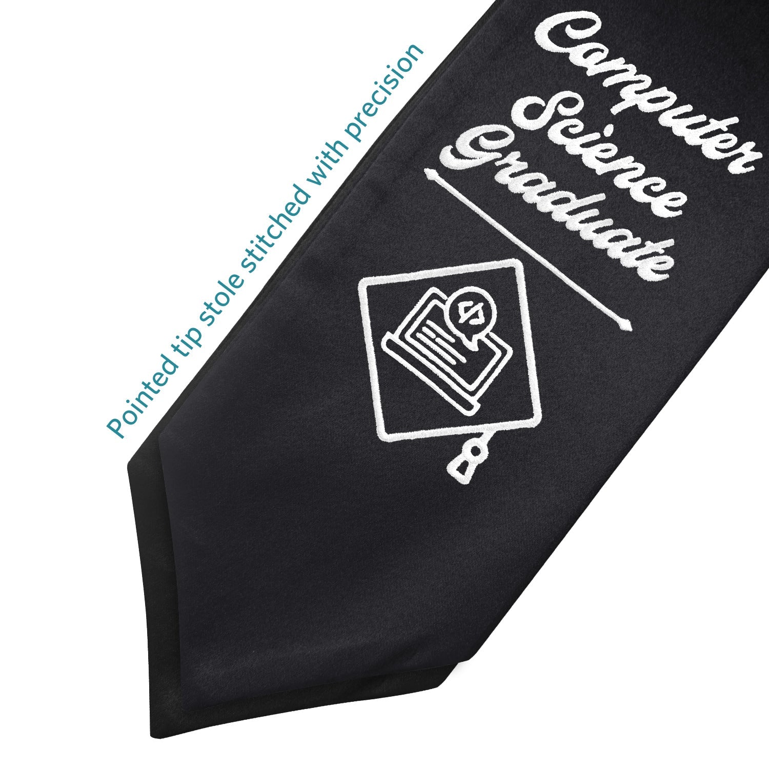 Black Computer Science Graduate Stole/Sash with Classic Tips - Endea Graduation