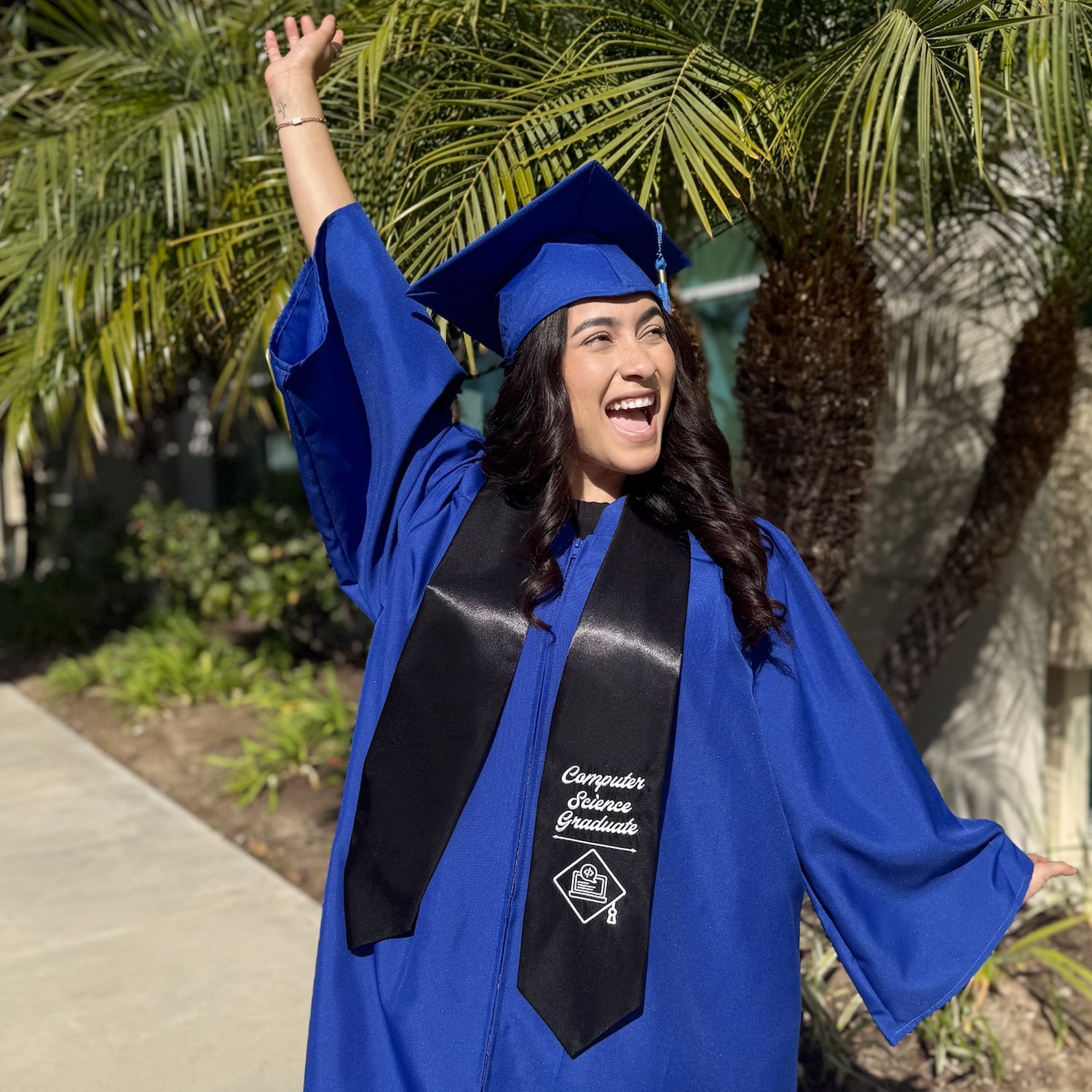 Black Computer Science Graduate Stole/Sash with Classic Tips - Endea Graduation