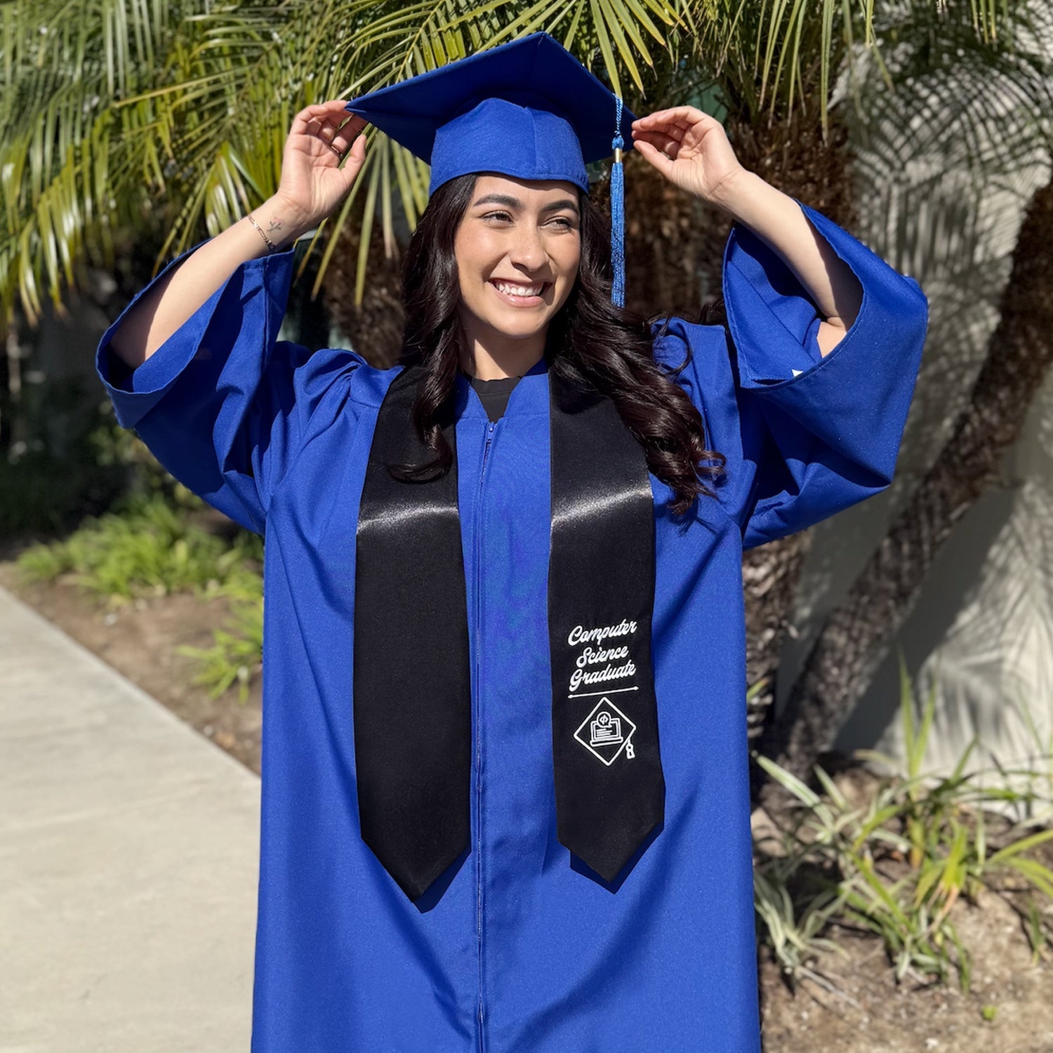 Black Computer Science Graduate Stole/Sash with Classic Tips - Endea Graduation