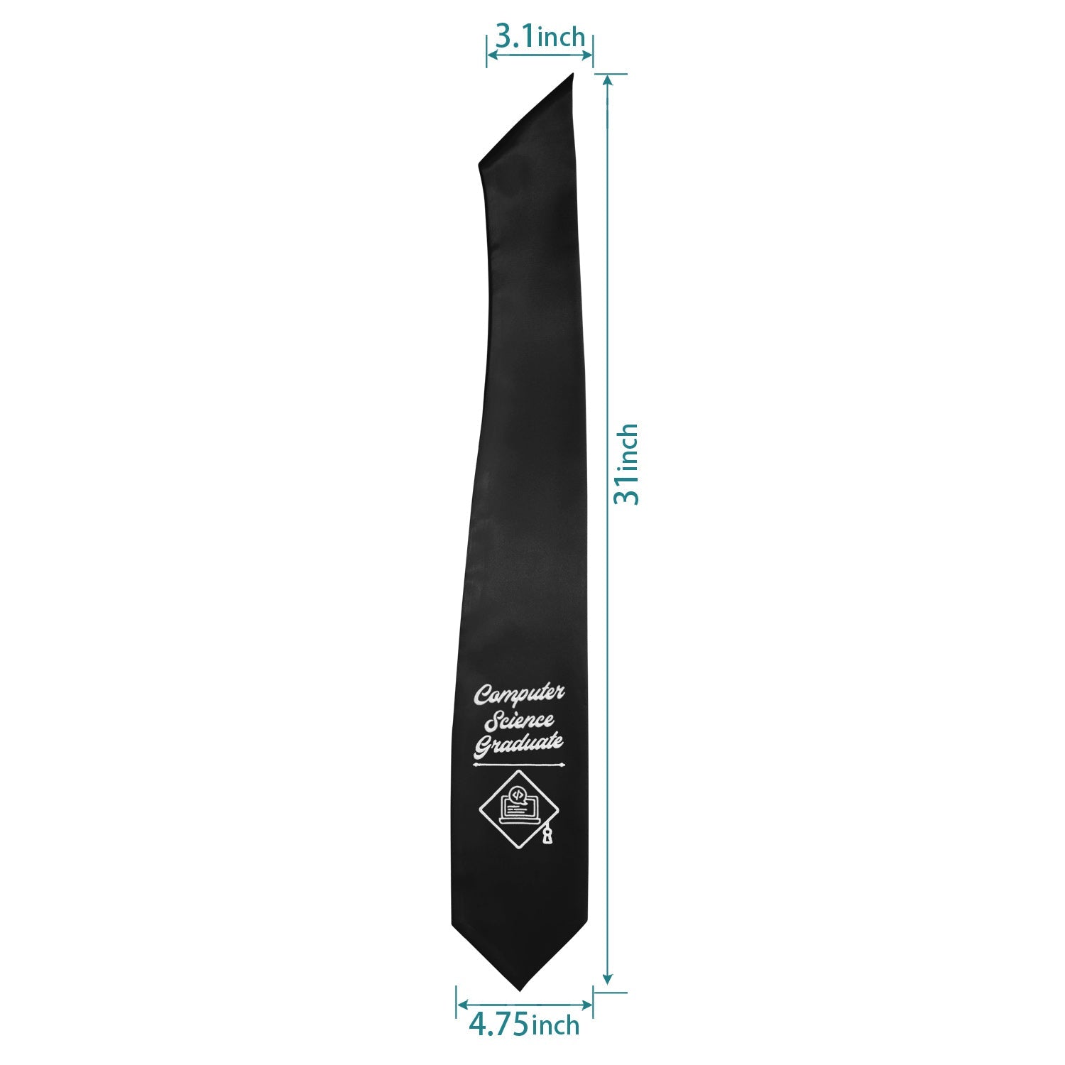 Computer Science Scarf For Graduation Black Computer Science Graduate Stole/Sash with Classic Tips
