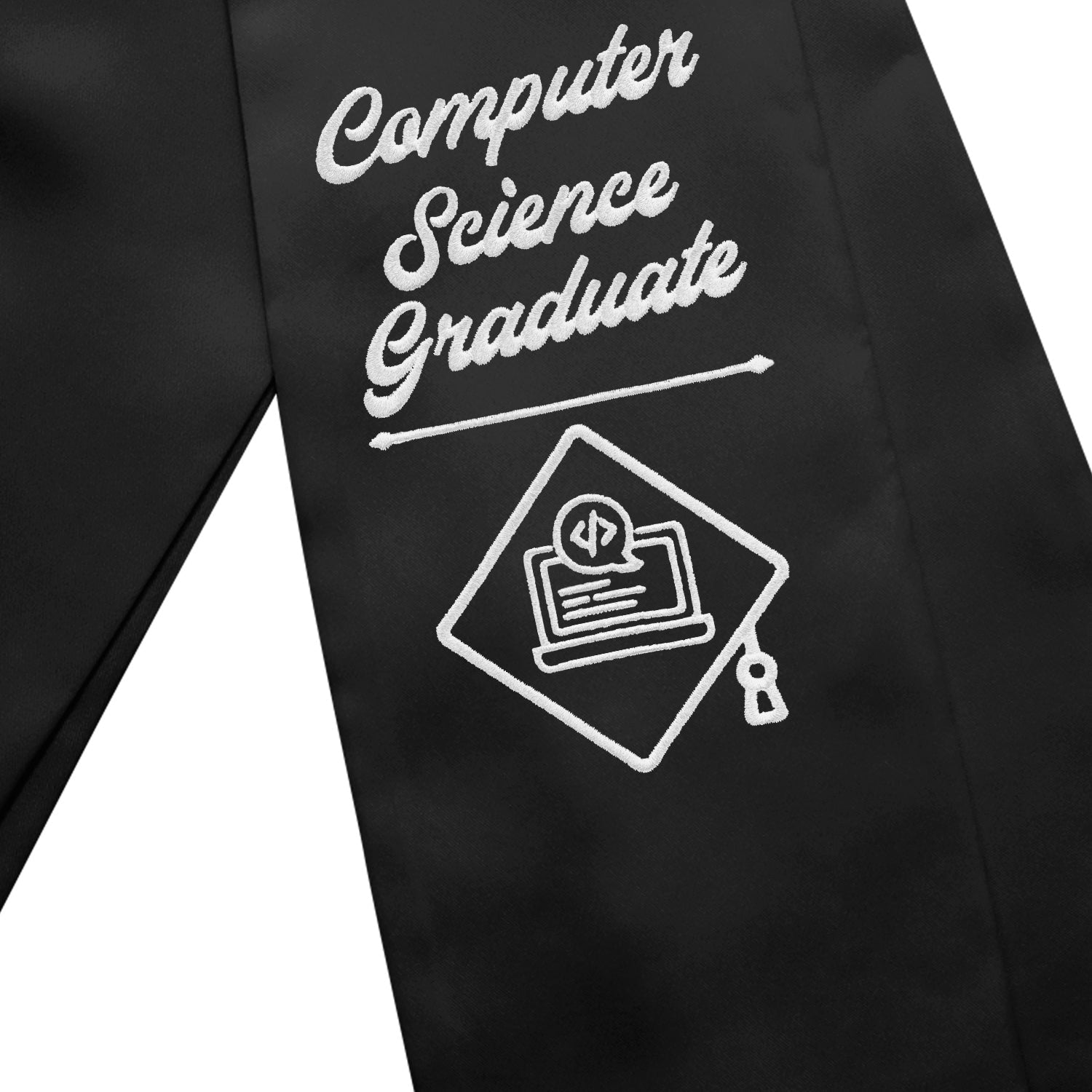 Black Computer Science Graduate Stole/Sash with Classic Tips - Endea Graduation