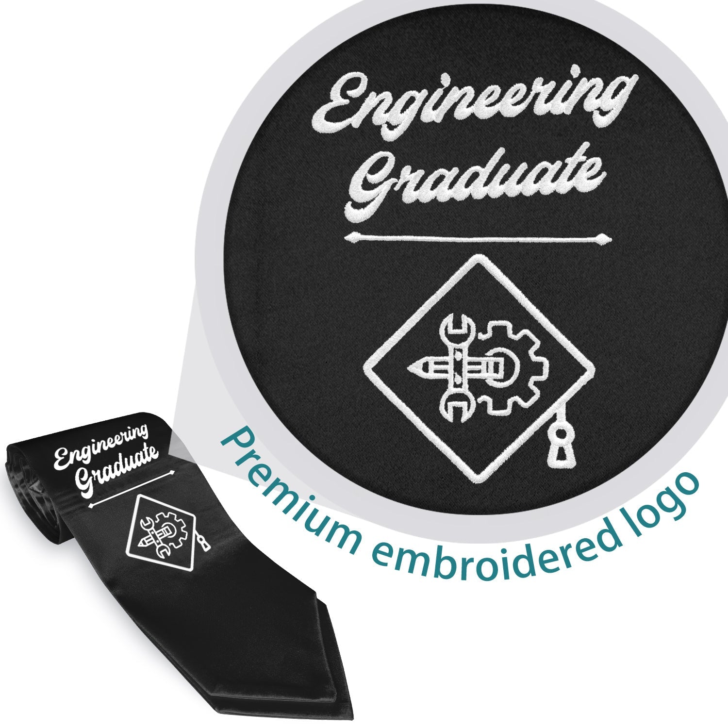 Black Engineering Graduate Stole/Sash with Classic Tips - Endea Graduation