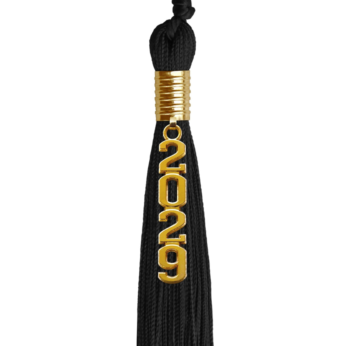 Black Graduation Tassel with Gold Stacked Date Drop by Endea Graduation