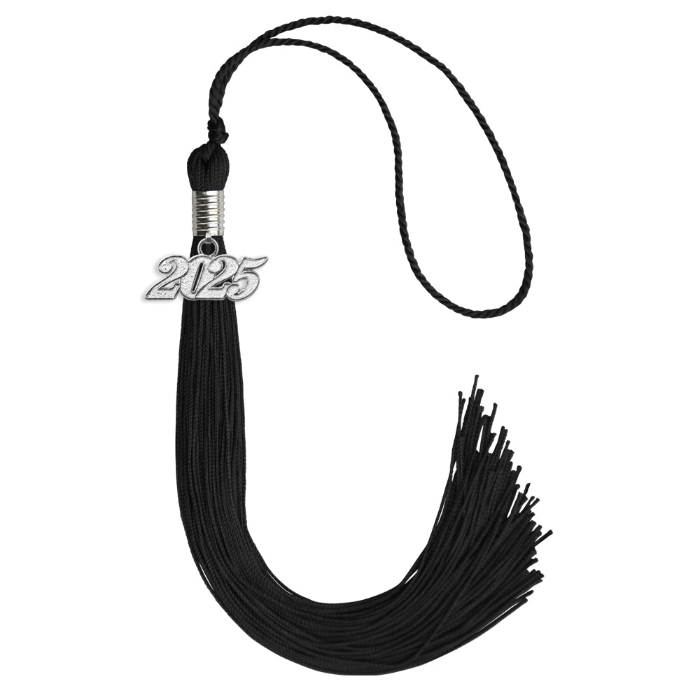 Black Graduation Tassel with Silver Date Drop - Endea Graduation