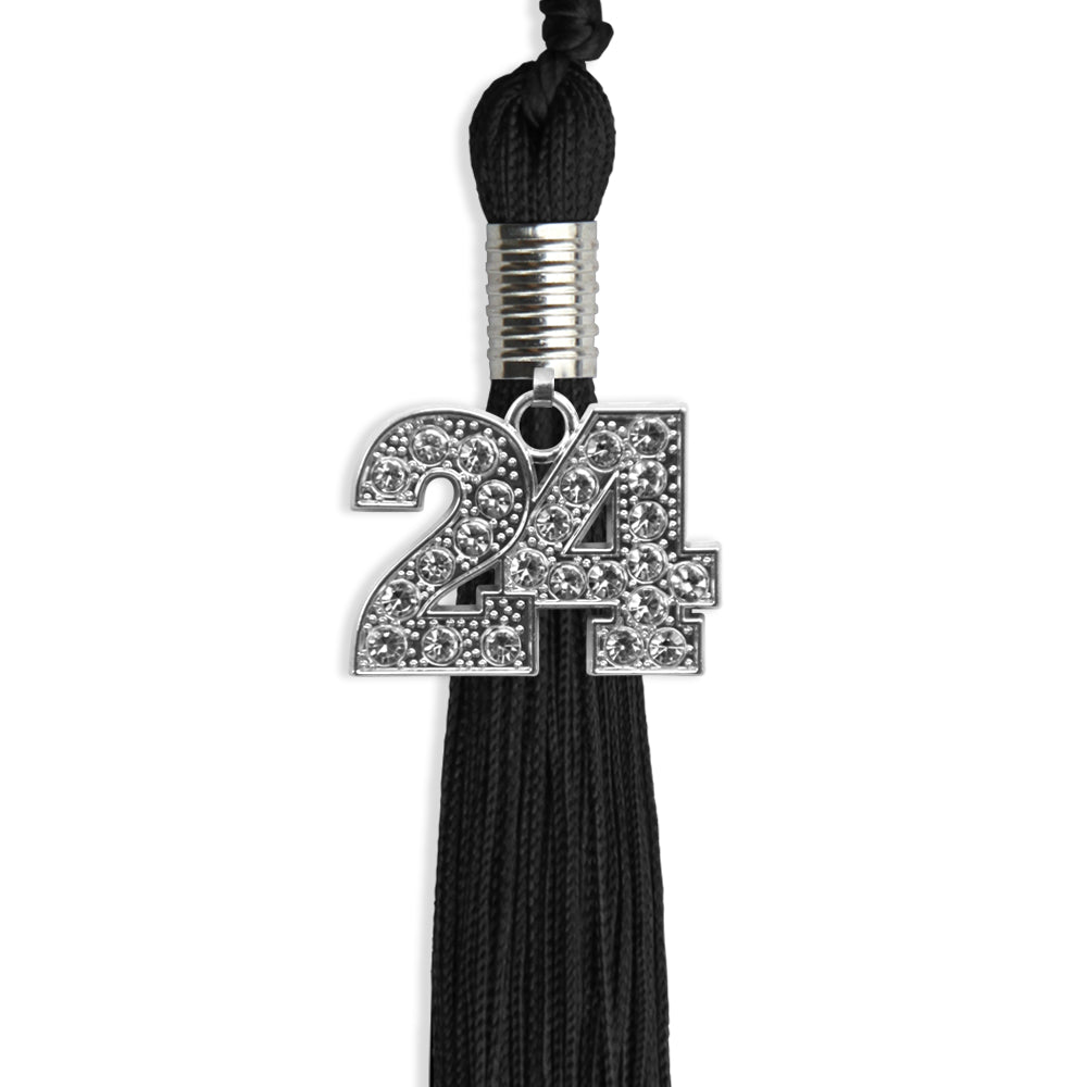 Black Graduation Tassel with Silver Date Drop - Endea Graduation