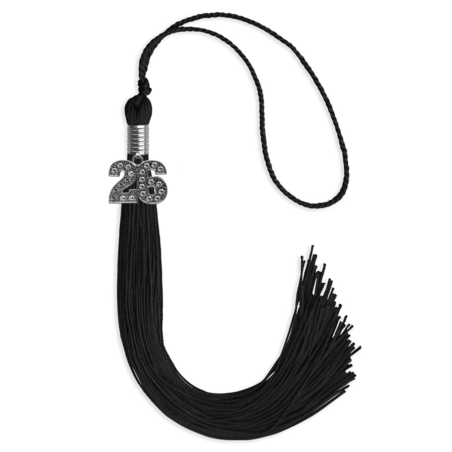 Black Graduation Tassel with Silver Date Drop - Endea Graduation