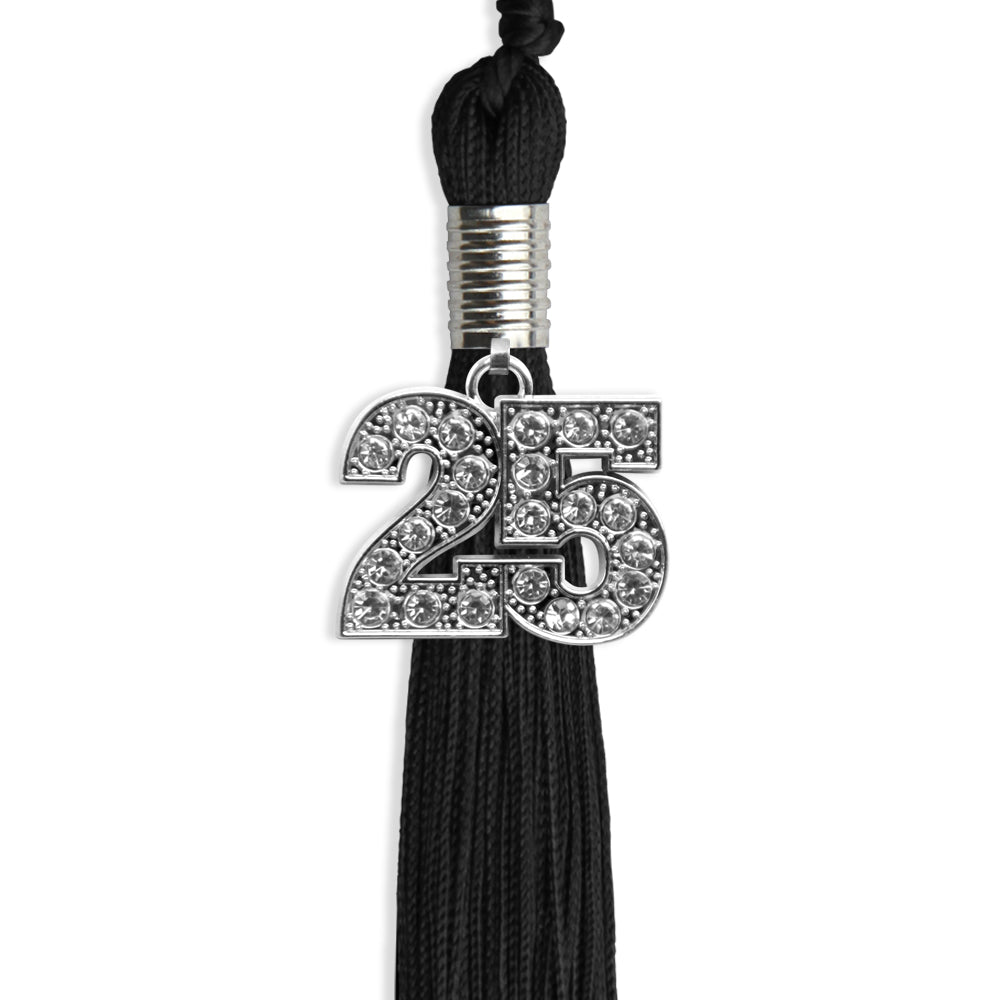 Black Graduation Tassel with Silver Date Drop - Endea Graduation